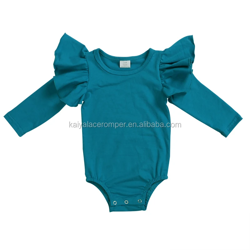 lavender plain infant girl long sleeve flutter baby romper newborn baby clothes