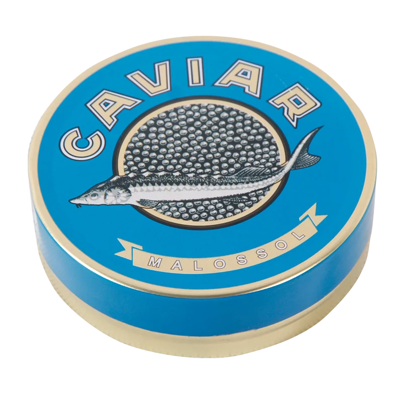 Food grade gold printing metal tin box packaging Italian caviar metal tin can