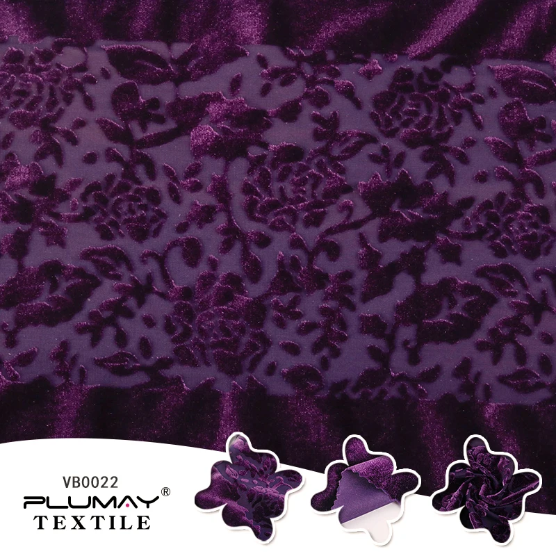 2 way stretch knitted soft burnout fabric stripe velvet silk burnout fabric for dance dress clothes