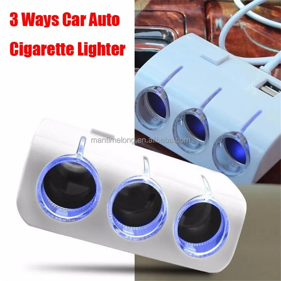 12v car cigarette lighter socket plug adapter with dual USB port