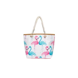 Jakijayi Colorful Flamingo Pattern Printing Pu Beach Bag For Lady
