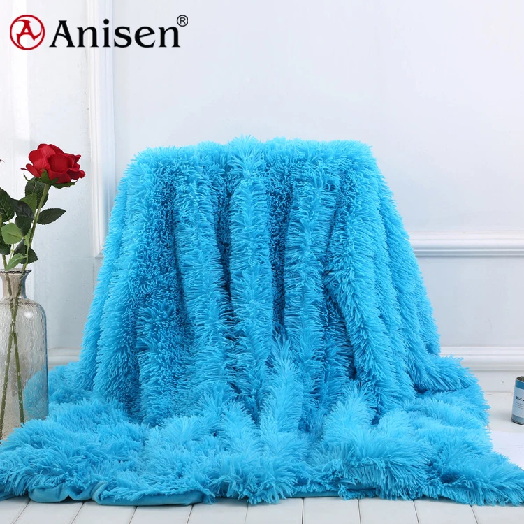 wholesale luxury long hair mink blanket custom faux fur throw blanket
