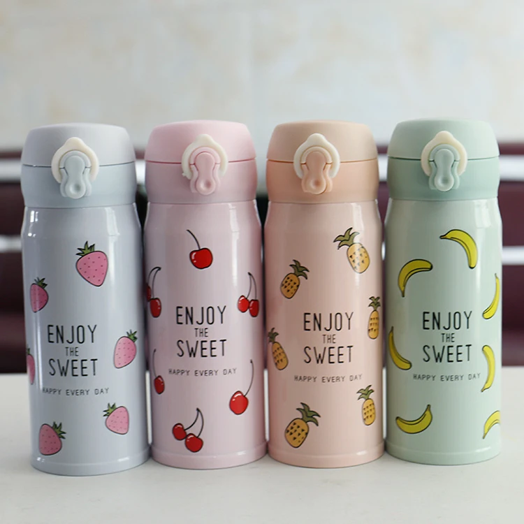 Cute Gradient Color Vacuum Cup 350ml Stainless Steel Insulated Thermos Flask For Gift