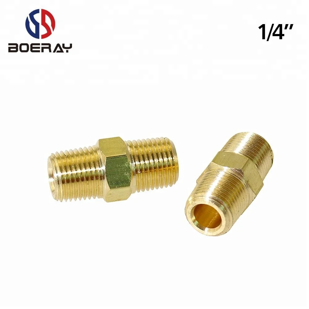Standard brass pipe hose fitting hex nipple bushing