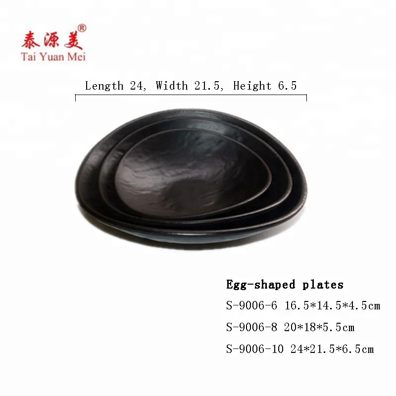 S-9006-6 Superior quality unbreakable wholesale black plastic serving plates reusable melamine plastic plate