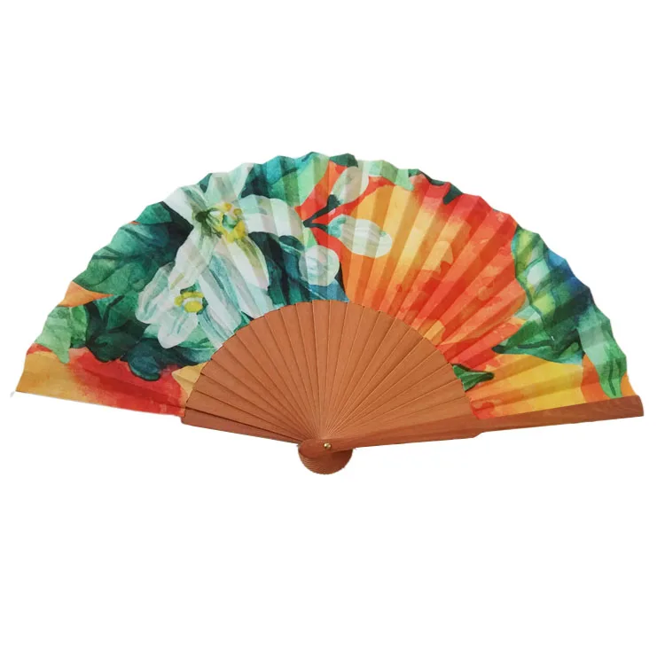 luxury  wooden painting fabric fan