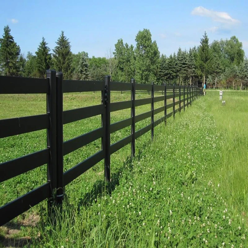 Fentech High Quality 4 Rail Black horse fence,ranch fence, farm fence