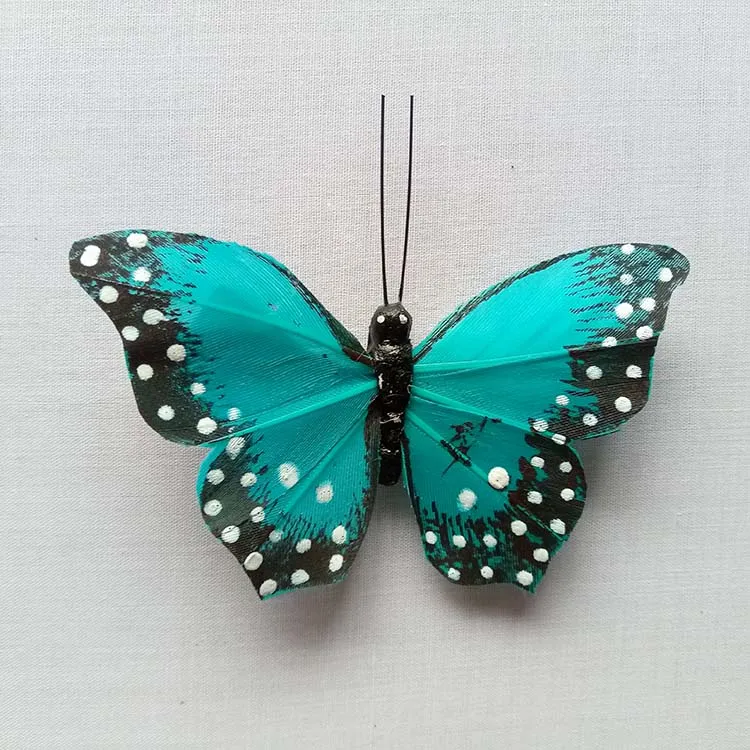 2019 New Arrival assorted colors realistic artificial butterfly on wire for floral accessories