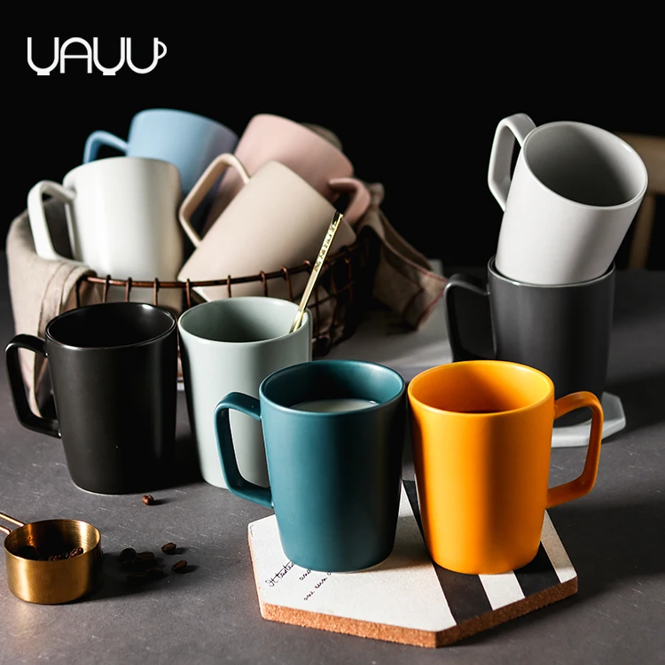 Modern style 350ml multi-colored quality cheap ceramic cup restaurant coffee mug