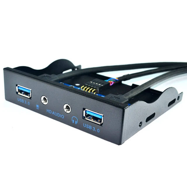 3.5 inch 2-USB 3.0 Port HUB + HD Audio Output Floppy Drive Expansion Front Panel