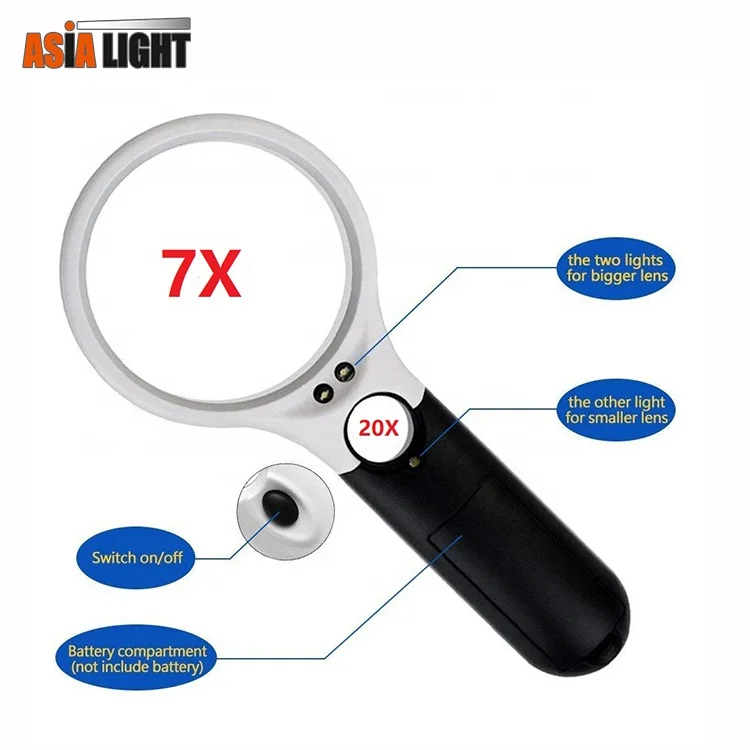 Handheld Magnifier Illuminated Reading Magnifying Glass