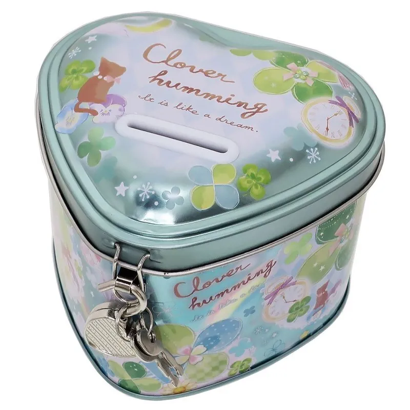 Heart-shaped Tin Can Coin Bank for Kids Metal Tin Piggy Bank Wholesale Small Cute Cartoon Coin Holder Save Coin Car Tin Box LXS