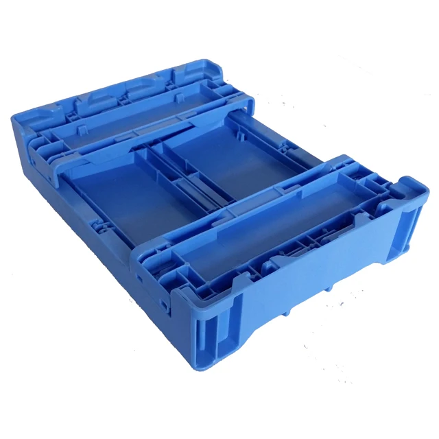 foldable collapsible moving folding crate plastic storage box with lid