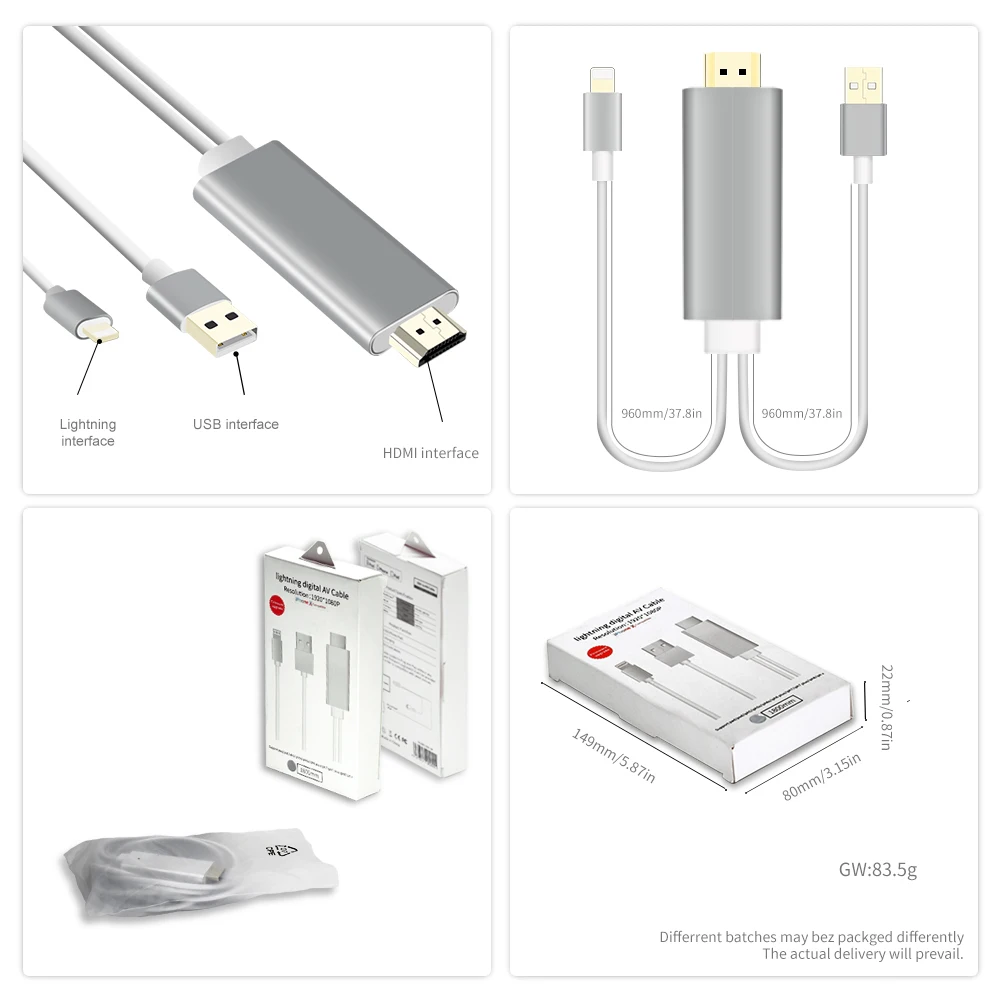 
HDTV Convertor Adapter High-Speed HD Plug and Converter for iPhone iPad 