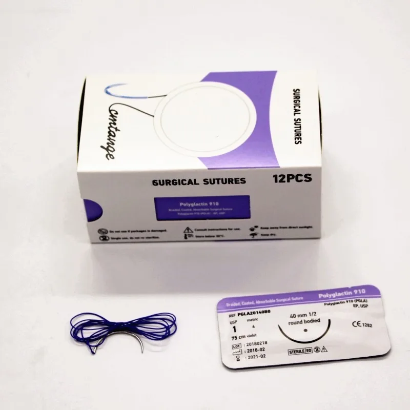 
disposable suture kits polyglactin 910 suture surgical suture thread with needle CE ISO 