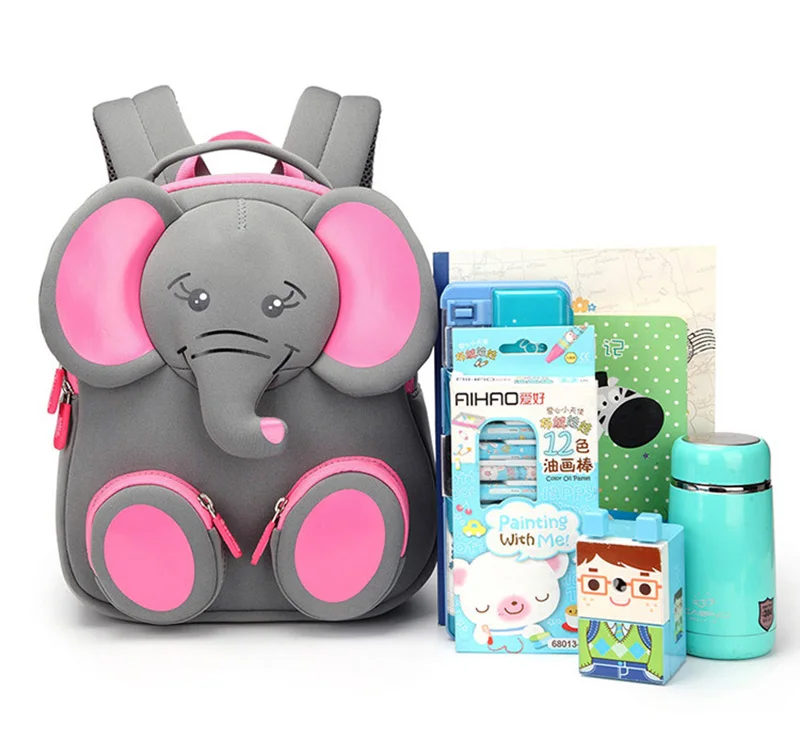 Cute Kids Girl Kinder garten Cartoon Children 3D Elephant School Bags Backpack