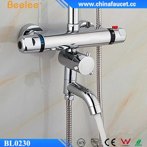 Beelee Wall Mounted Bath Shower Mixer Thermostatic Bath Shower Faucet with Diverter