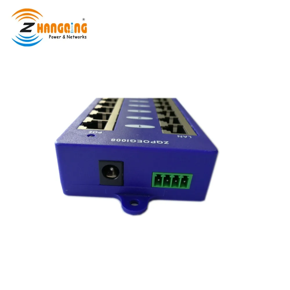 
Surveillance Gigabit PoE Injector 8 Port 802.3af PoE Patch Panel Bule Color For CCTV Camera 