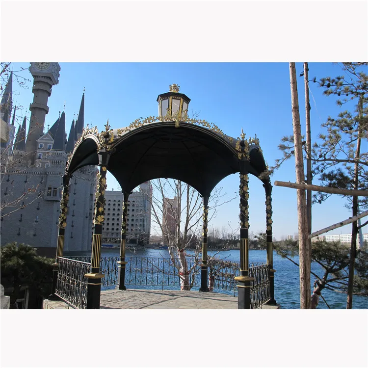 Garden buildings Pavilion Metal Wrought Cast Iron Gazebo Greenhouse Sunroom Pavilions For Sale Royal Quality