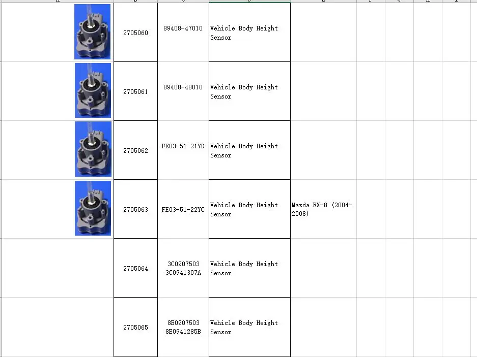 
8940760022 8940760031 8940741010 8940860030 8940660030 8940560012 Headlight level sensor height sensor 