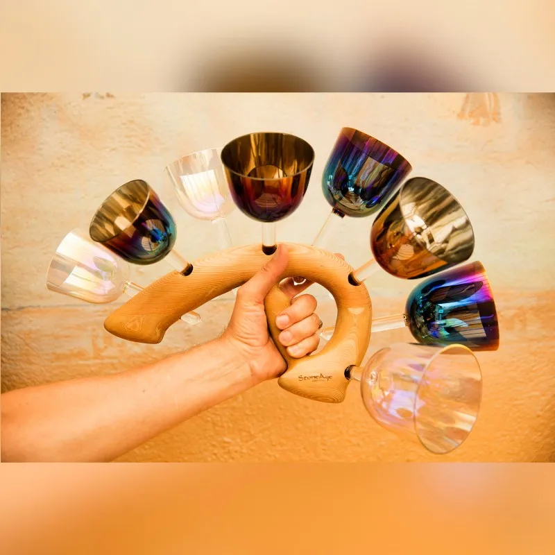 BEST Hand-Held crystal singing bowl  with  suede mallet Sound Healing 432 HZ 440 HZ 3' - 9' C D E F G A B Note Chakra energy