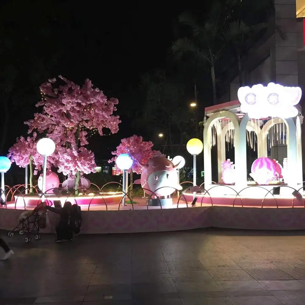 2023 Products Outdoor Pink Artificial Blossom Plastic Tree Indoor Flower Trees