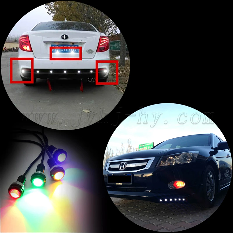 High Power LED eagle eyes 2 X Bolt on Screw LED Mini Eagle Eye Parking Daytime Driving Tail Light Backup DRL Fog Lamp Car Light