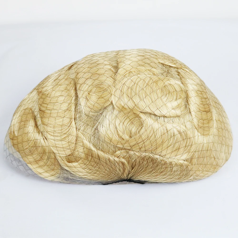 Мужской парик из человеческих волос для мужчин 10x8 дюймов швейцарская кружевная сменная система волос швейцарская кружевная основа #613 блонд