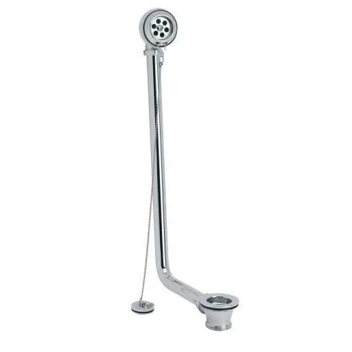 classical bathroom drain and overflow with chain plug chrome finish