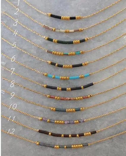 Изящное крошечное ожерелье из золотистого бисера персональное Morse