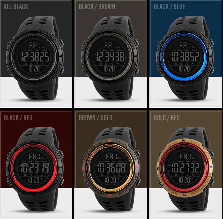 orginal watch factory SKMEI High quality waterproof dual time chrono digital watch sport men