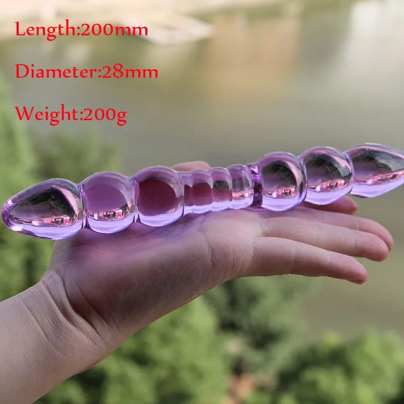 
Women Masturbation Sex Toy Purple Large Pyrex Glass Dildo 
