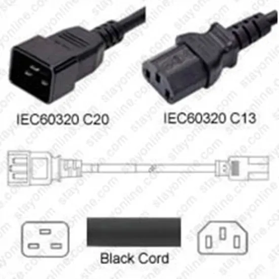 
IEC C13 to C20 Power Cord Server UPS PDU to computer Power Line Cable 180cm H05VV-F 1.5mm 