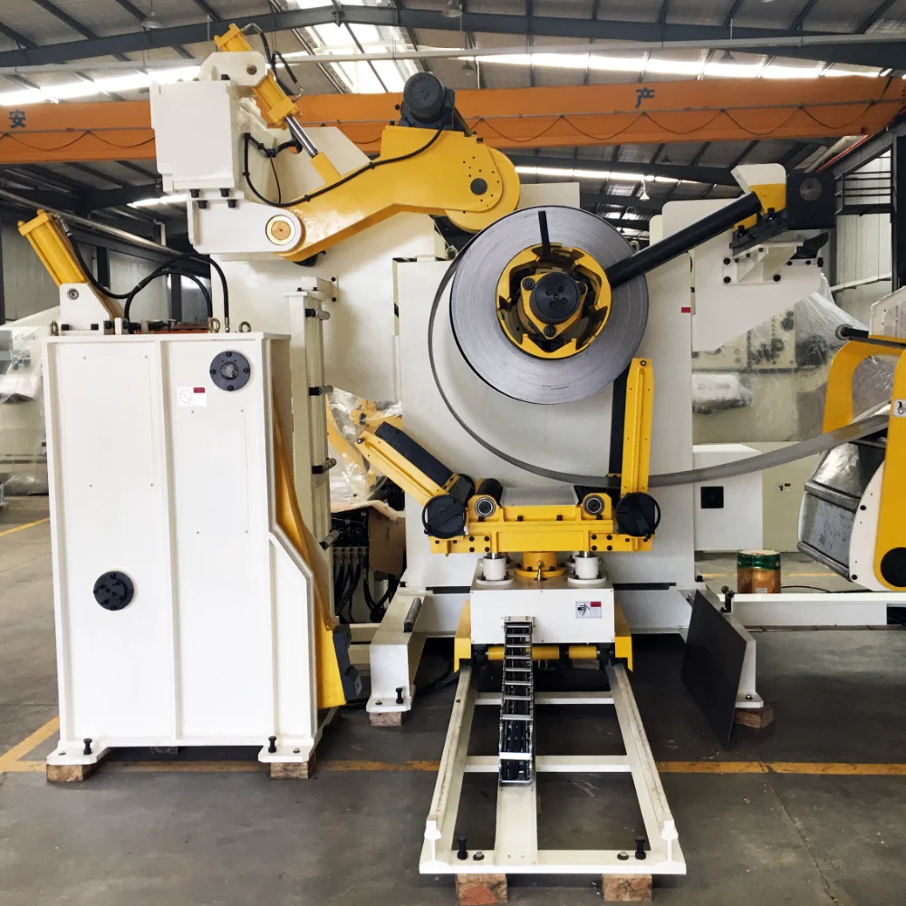 
3 In 1 Sheet Metal Steel Coil Uncoiler Leveler NC Servo Feeder Machine Working With Press For Metal Stamping Line 