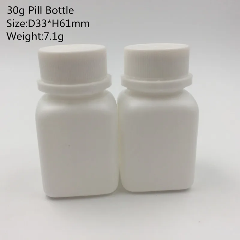 30ml HDPE Plastic pocket white square medicine bottle/container with tamper proof cap, pill bottle for medicine Pill Pharmacial