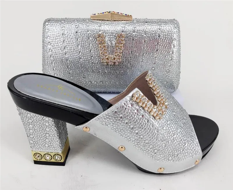 High Heels Platform Shoes With Bag Set For Ladies Party 2019 Pumps Italian Purple Shoes With Matching Bags For Bridal