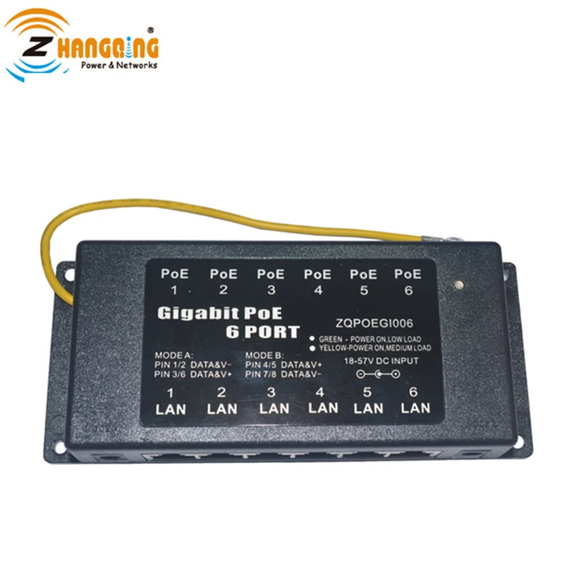 
ZQ 6 Port Gigabit PoE Injector Passive PoE Patch Panel For IP Camera, IP Phone, Access Point Installation 