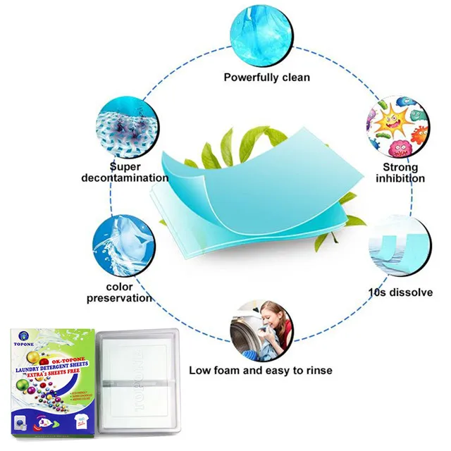 TOPONE brand China Best Wholesale Laundry Detergent Sheet Household Cleaning Product For Apparel