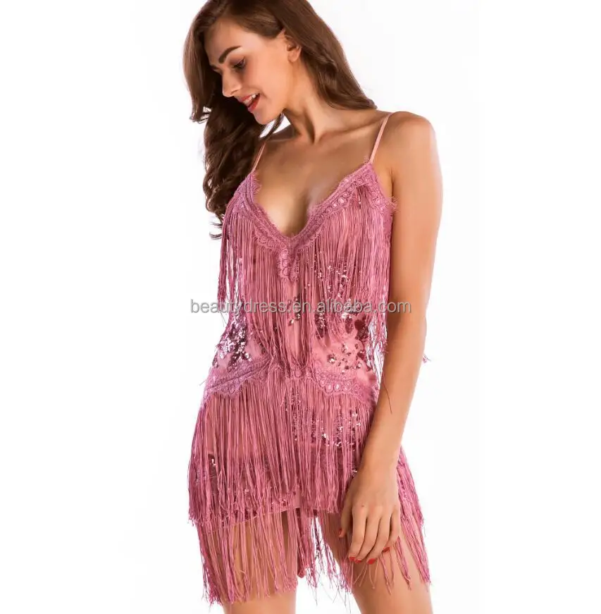 B13569A Lady tassel Sequin Dance Dress