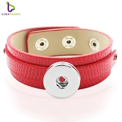 Wholesale 18+8mm PU Leather Snap Button Bracelet DIY Personalized Wristband Fit Slide Letter Charm ,Accept Custom Bracelet