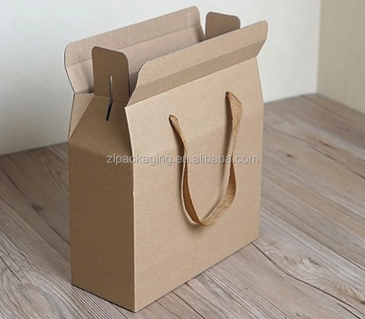 ZL Recycled kraft paper cardboard dry fruit  packaging carton gift box with rope handle