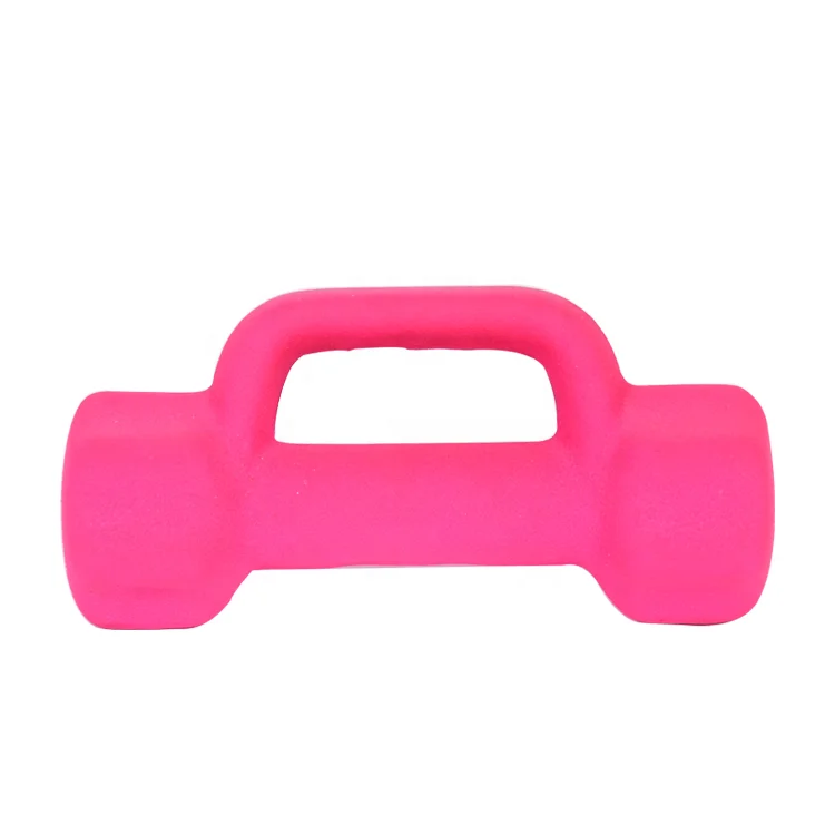 Gym equipment colorful dipping dumbbell D shape vinyl dumbbell with handle