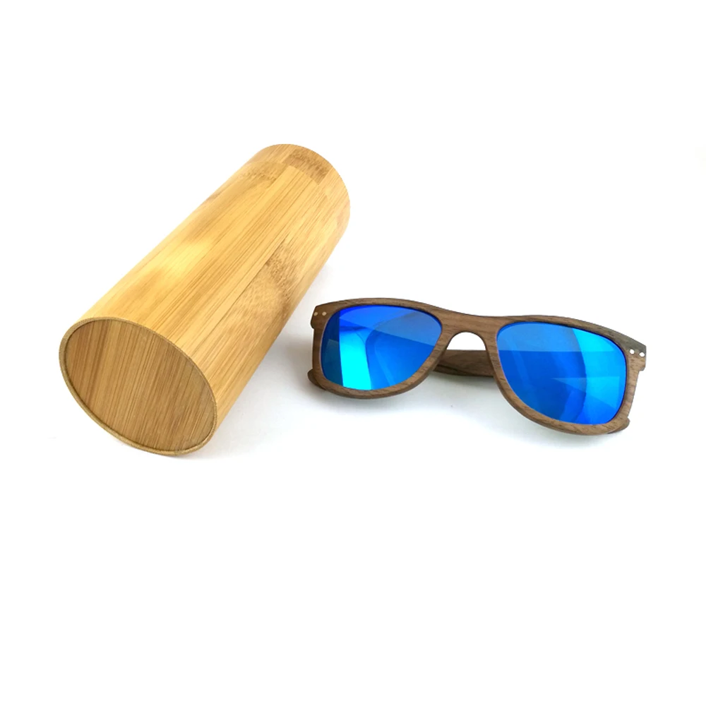 Custom LOGO classic CE standard walnut wood sunglasses with bamboo case