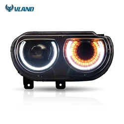 VLAND sequential manufacturer led headlights 2008-2014 SRT R/T modified headlight For dodge challenger