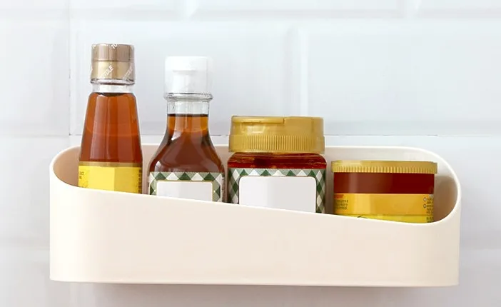 Power paste wall hanging plastic non-perforating wall receiving shelf geometric shape bathroom shelf in the toilet