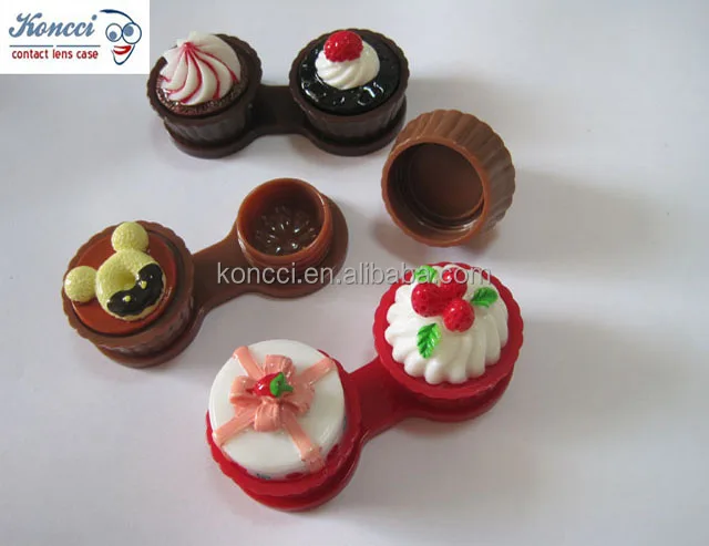 Hot Sale Cartoon Cute Cake Shape Empty Contact Lenses Storage Case Holder Box Soak Storage Kit CL-A022