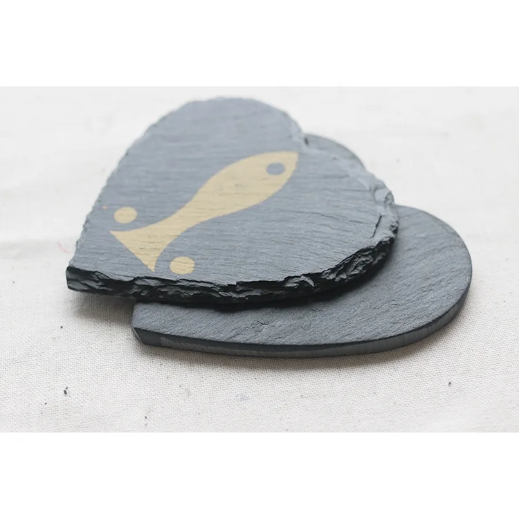 Wholesale black slate dinnerware slate heart coaster