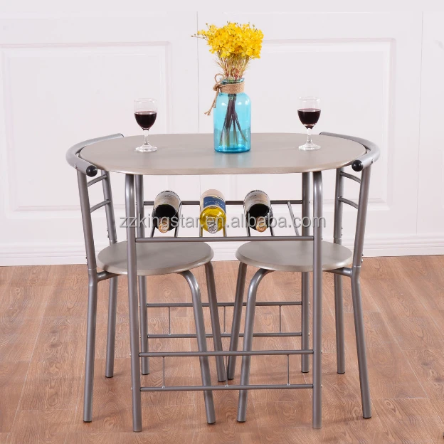 
Metal MDF kitchen furniture compact dining table breakfast bar 2 chairs set 