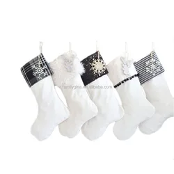 Персонализированные рождественские украшения из искусственного меха, рождественские чулки с помпоном