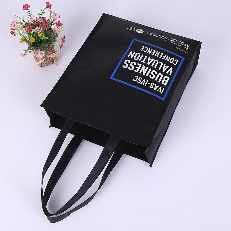 
Black custom foldable cheap promotional carry bag non woven fabric bag 